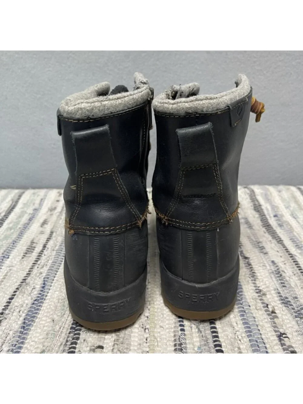 Sperry Top-Sider Maritime Repel Waterproof Snow Boots Black Felt Collar W 9.5 - Picture 4 of 9